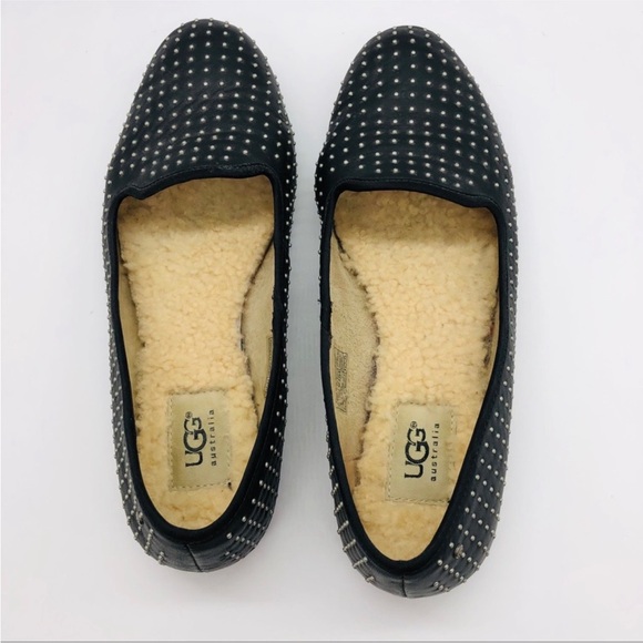 UGG leather Sherpa lined studded flats - Picture 7 of 11